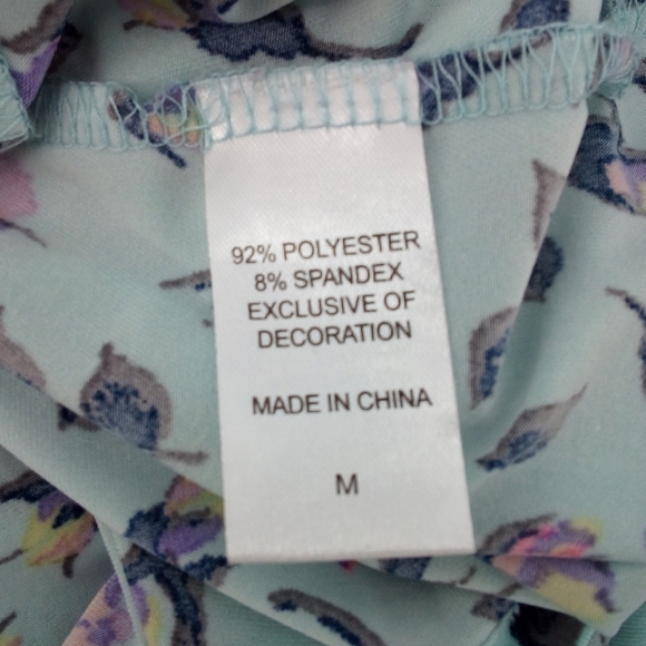 Betsey Johnson Mint Green Floral Pajama Top 2016 Collection Spandex Blend M - Picture 9 of 11